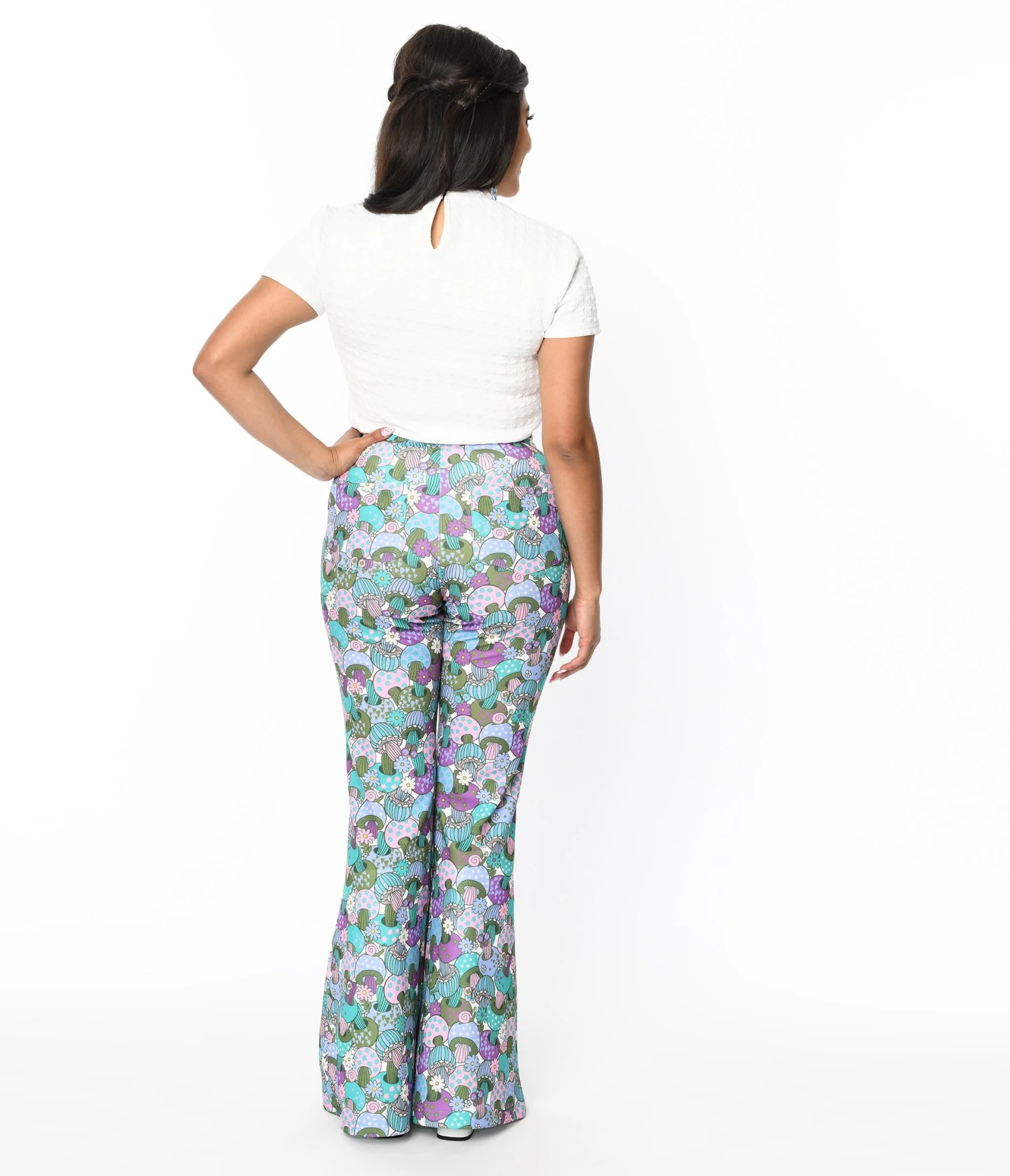 Smak Parlour Teal Groovy Mushrooms Find Your Flare Pants - Image 3