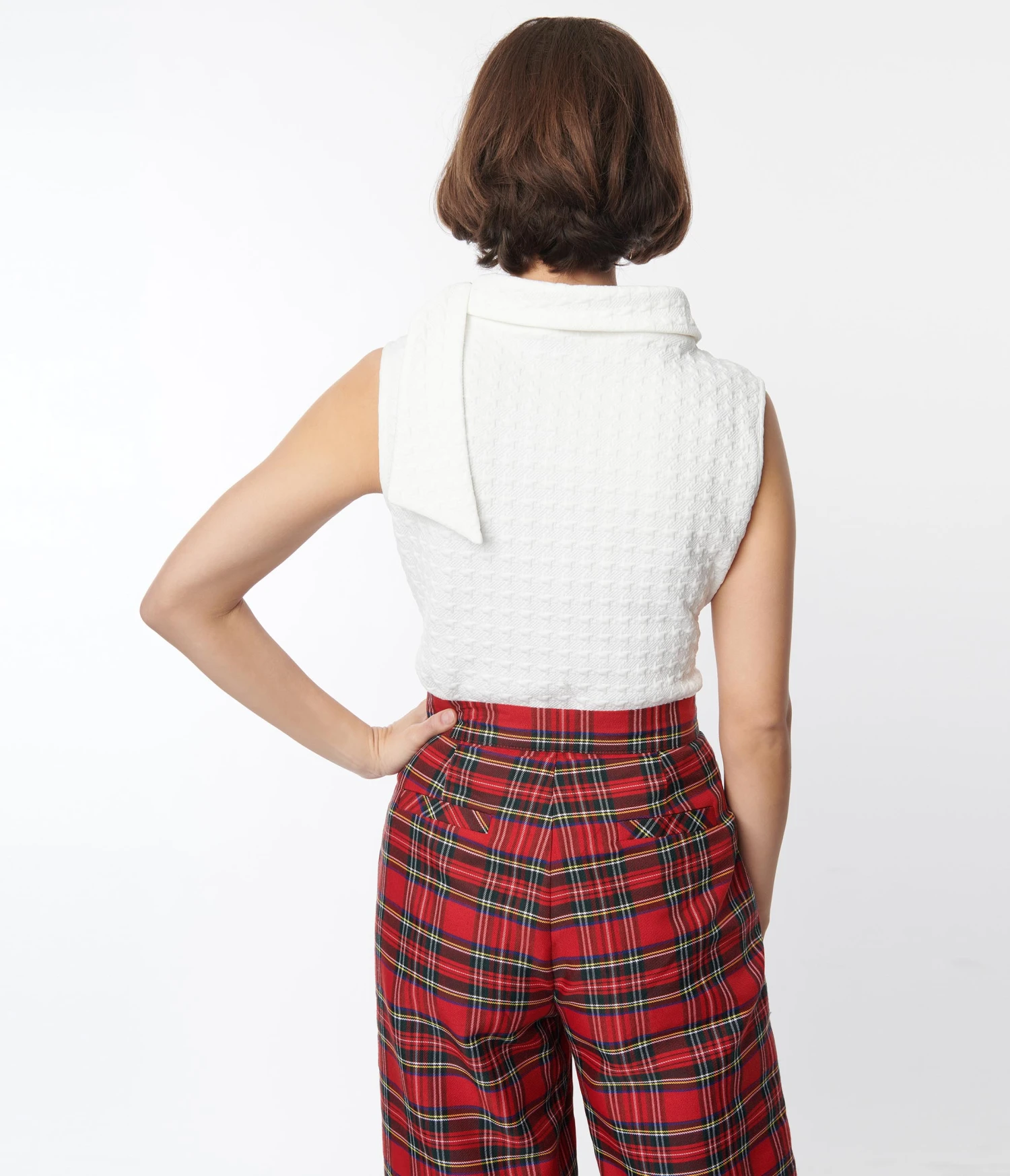 Smak Parlour White Cowl Neck Tie Blouse - Image 3