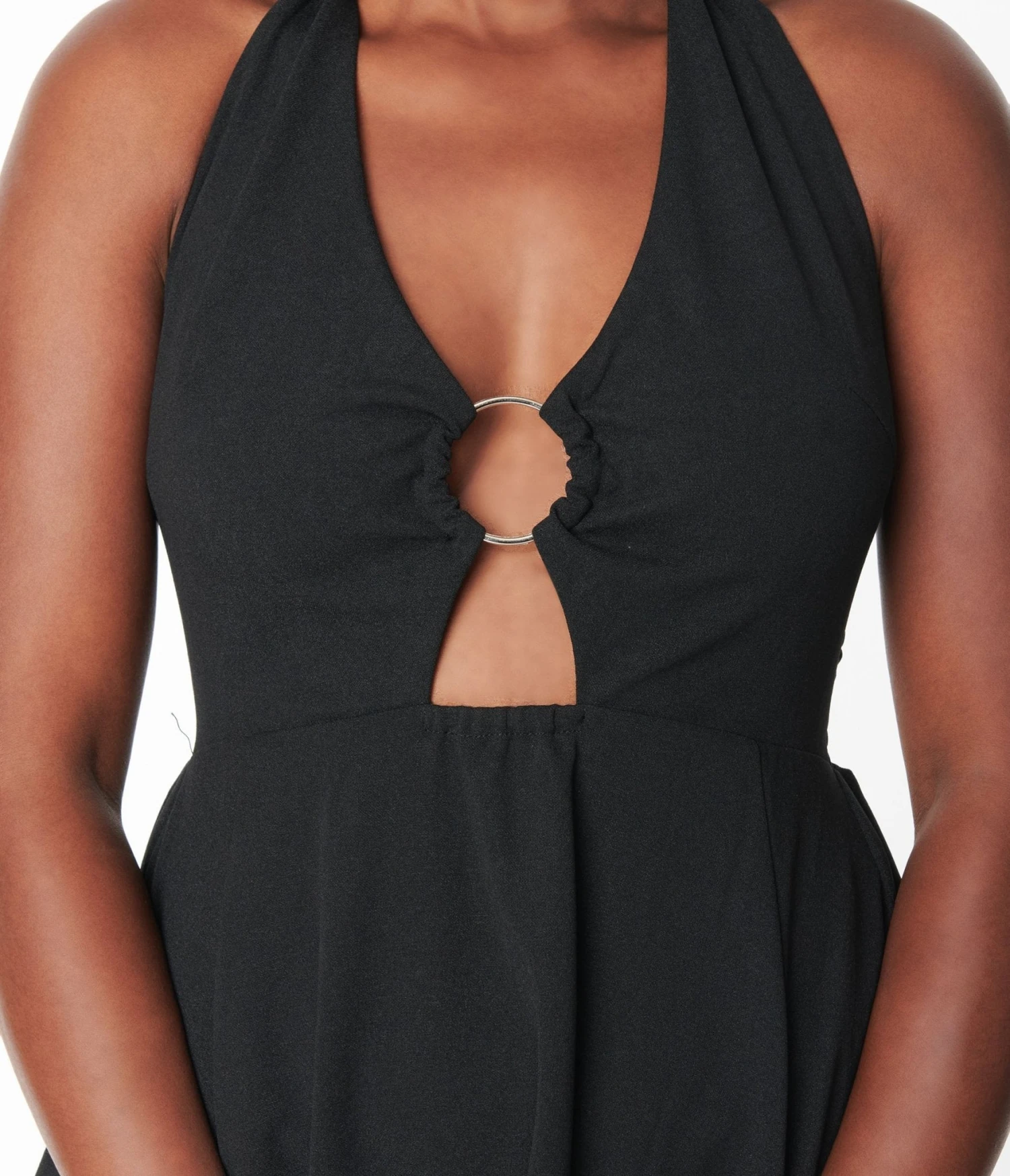 Sourpuss Black Peekaboo Halter Flare Dress - Image 2