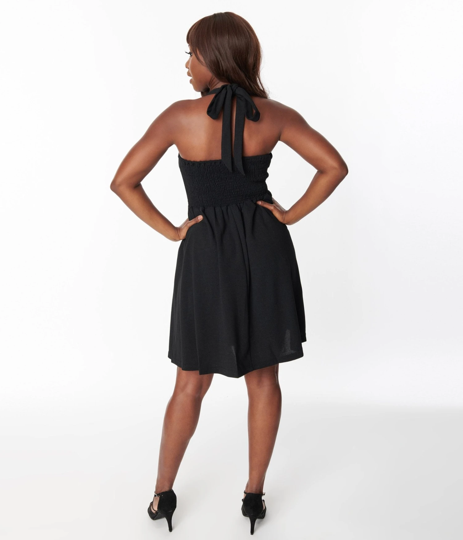 Sourpuss Black Peekaboo Halter Flare Dress - Image 3