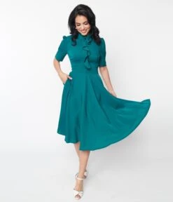 Teal Ruffle Hope Swing Dress