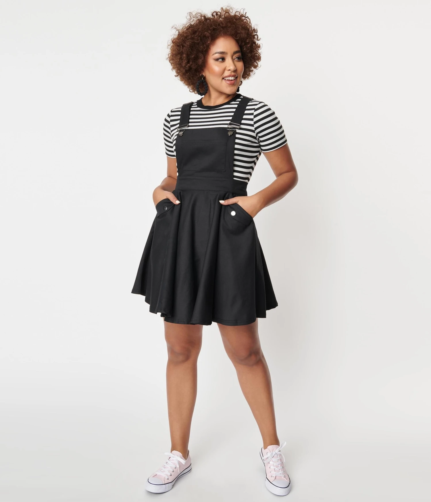 Unique Vintage 1950s Black Denim Brionne Pinafore Skirt - Image 4