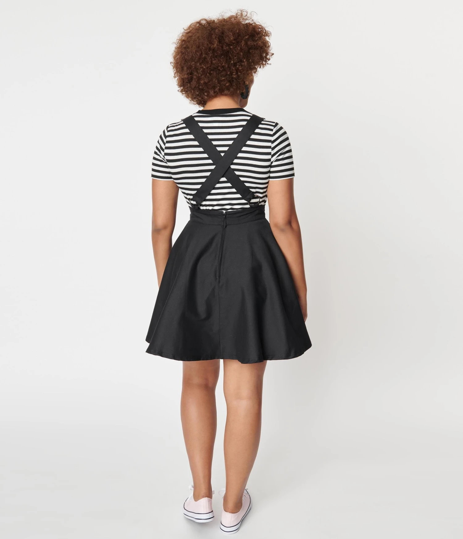 Unique Vintage 1950s Black Denim Brionne Pinafore Skirt - Image 2