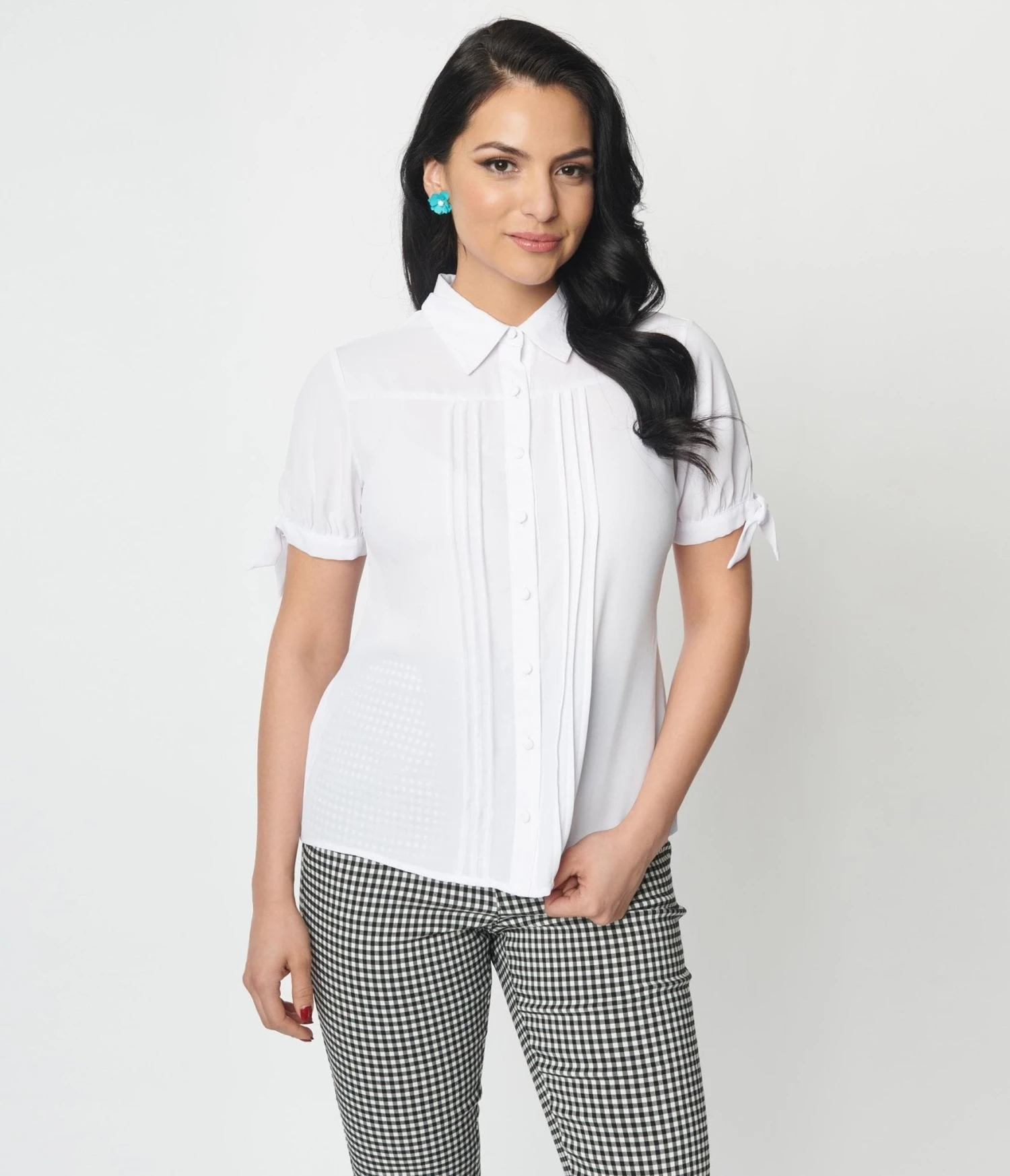 Unique Vintage 1950s White Colvin Blouse - Image 5