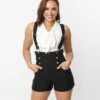 Unique Vintage Black Pinafore Shorts