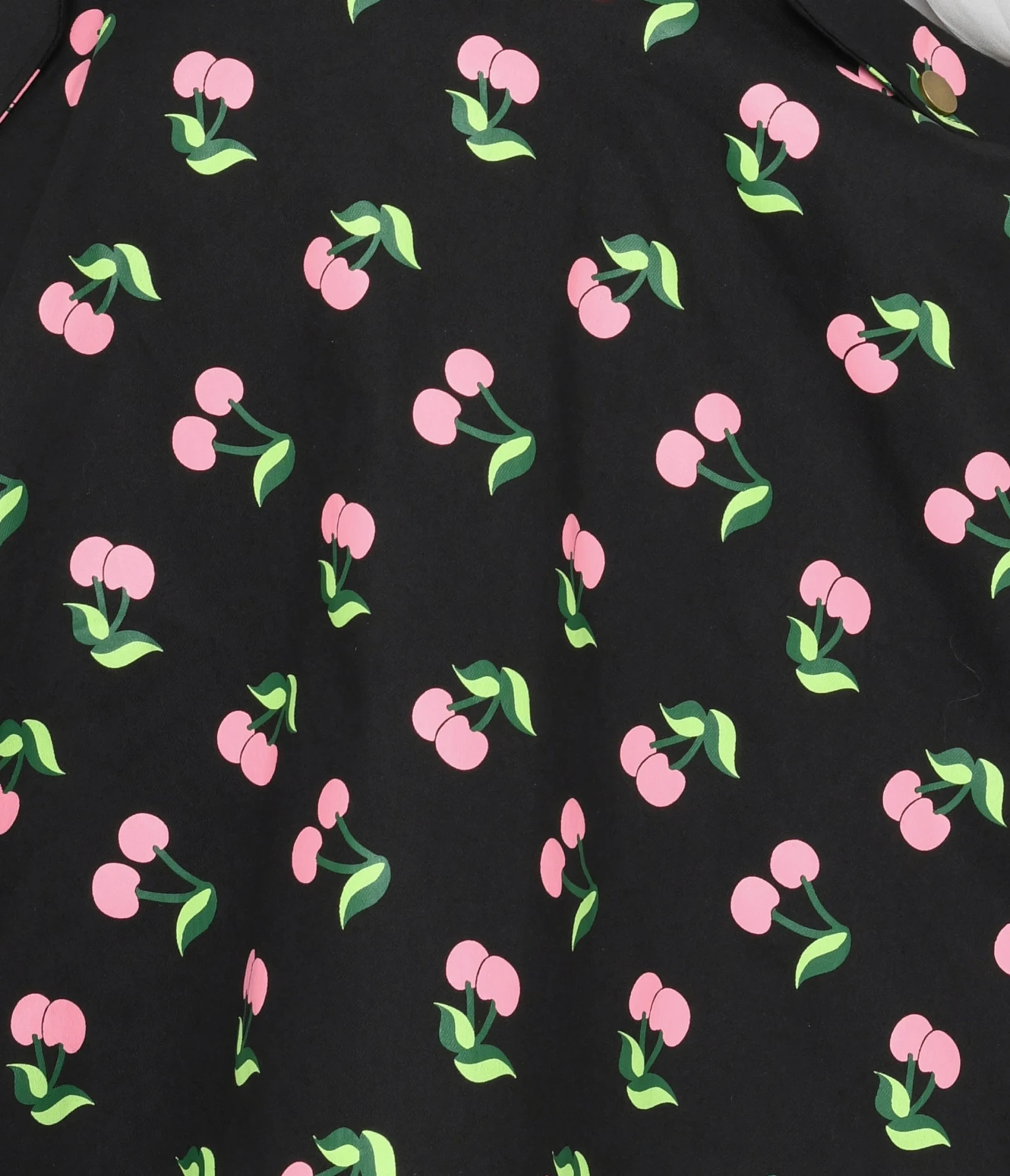 Unique Vintage Black & Pink Cherries Brionne Pinafore Skirt - Image 2