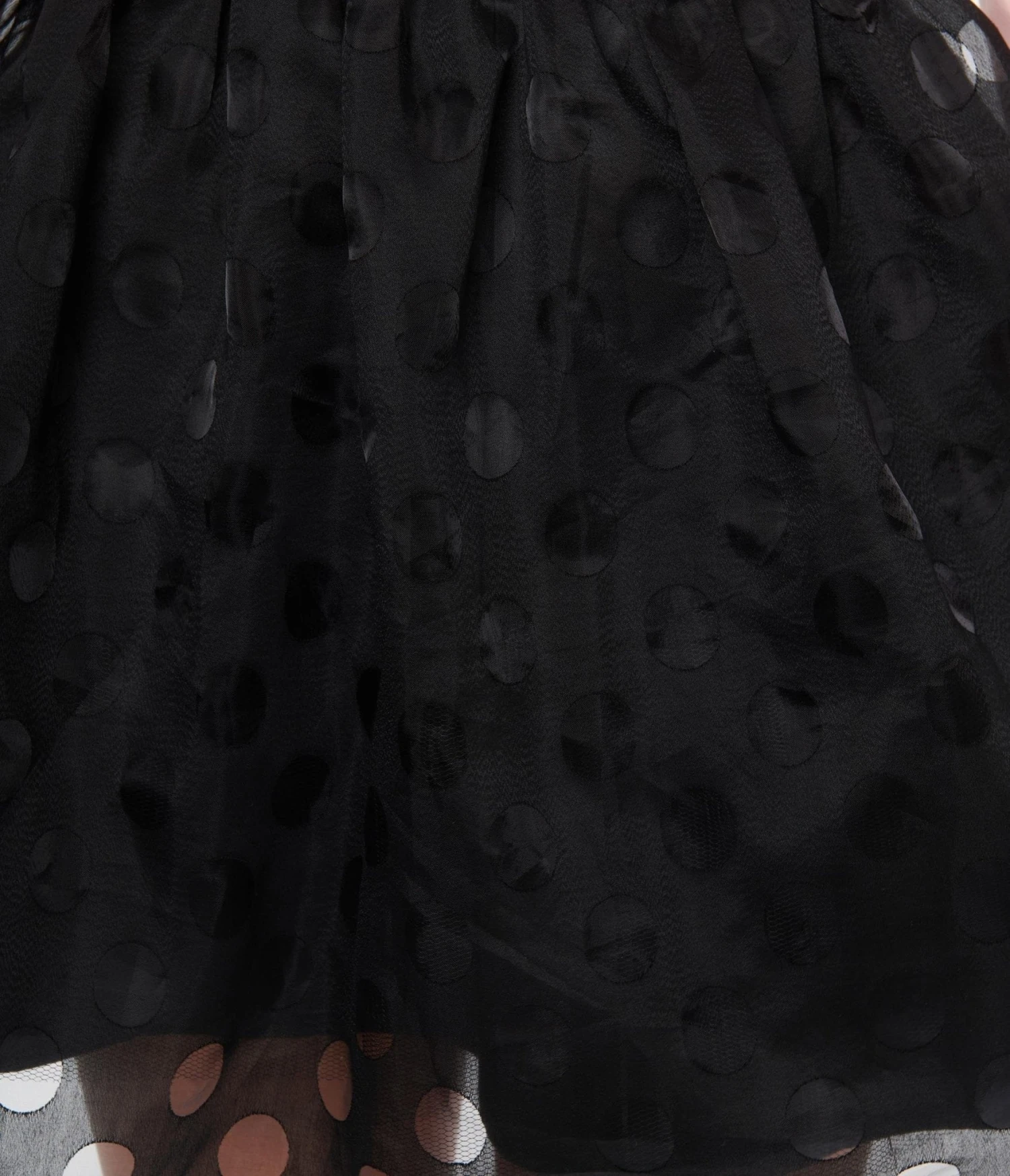 Unique Vintage Black Polka Dot Tulle Suspender Mini Skirt - Image 3