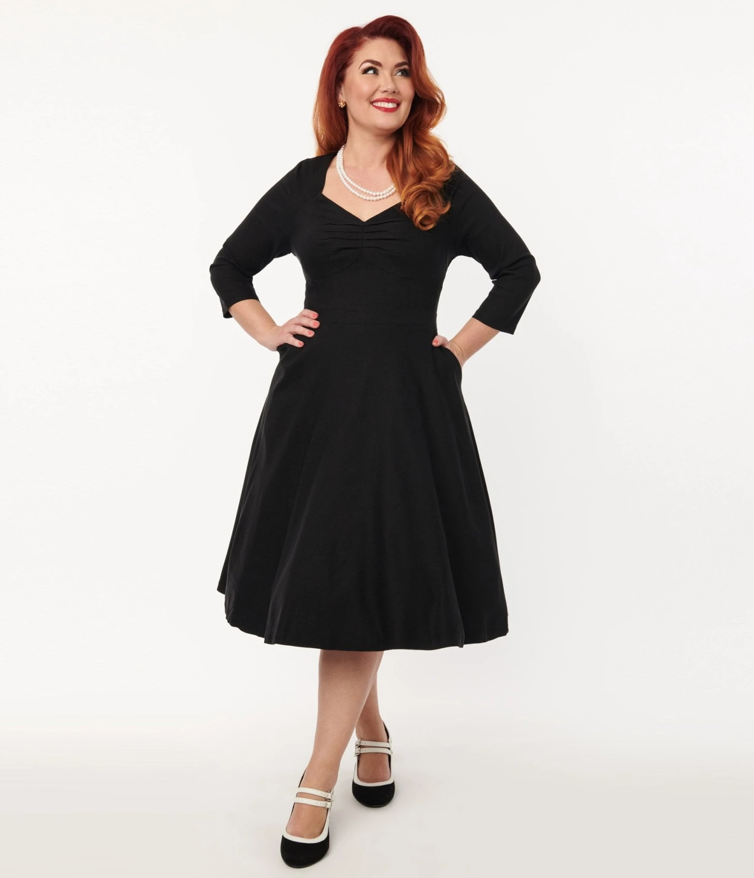 Unique Vintage Black Queen Anne Swing Dress - Image 4