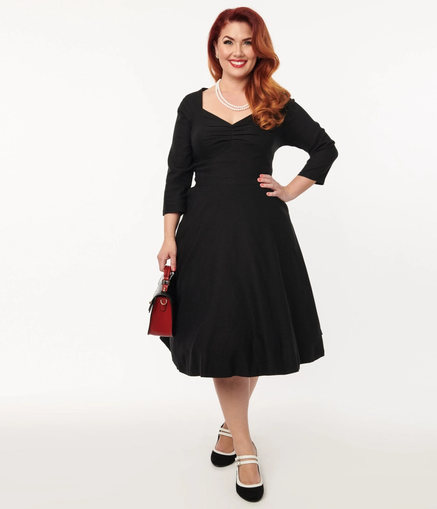 Unique Vintage Black Queen Anne Swing Dress - Image 5