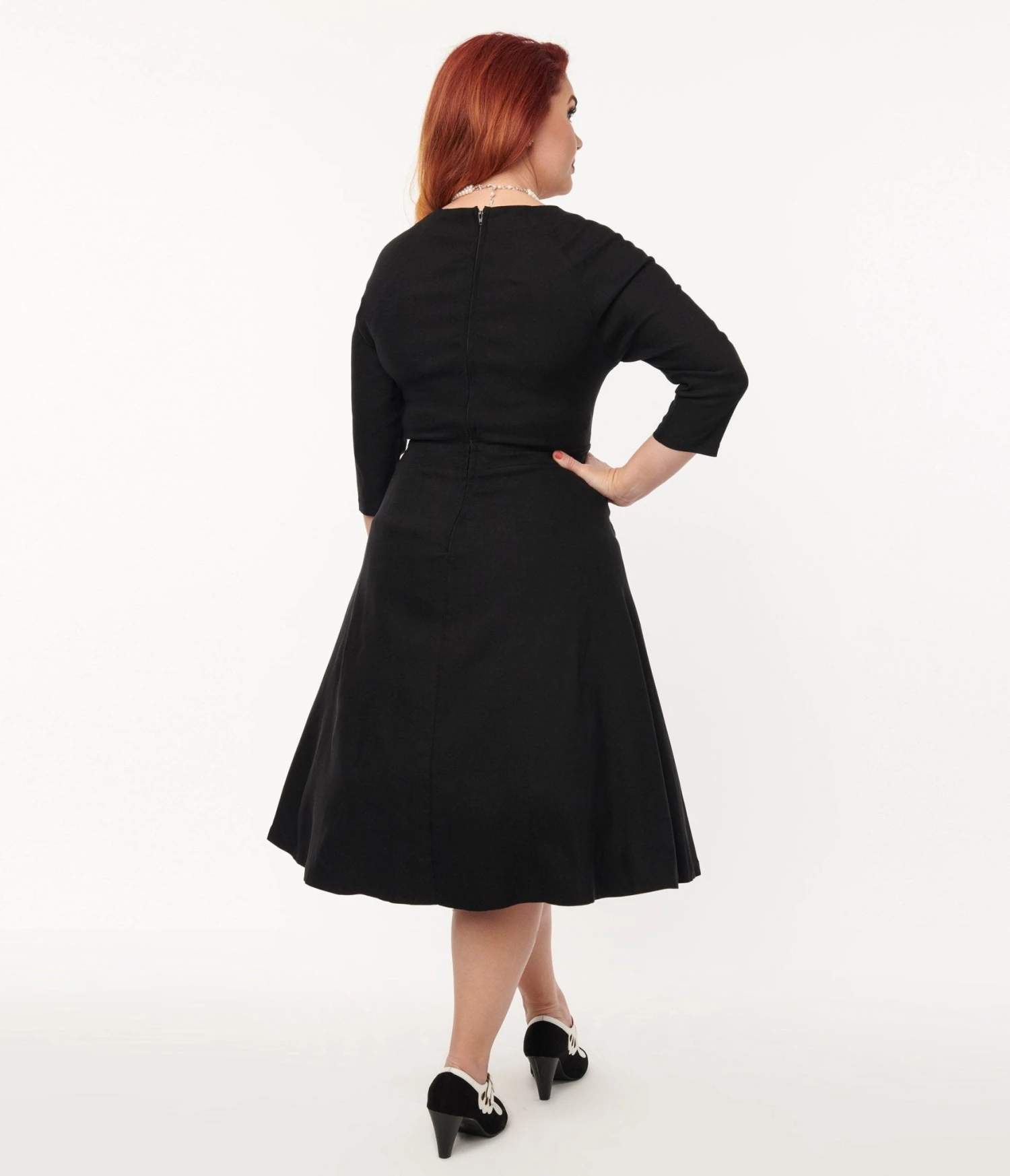 Unique Vintage Black Queen Anne Swing Dress - Image 2