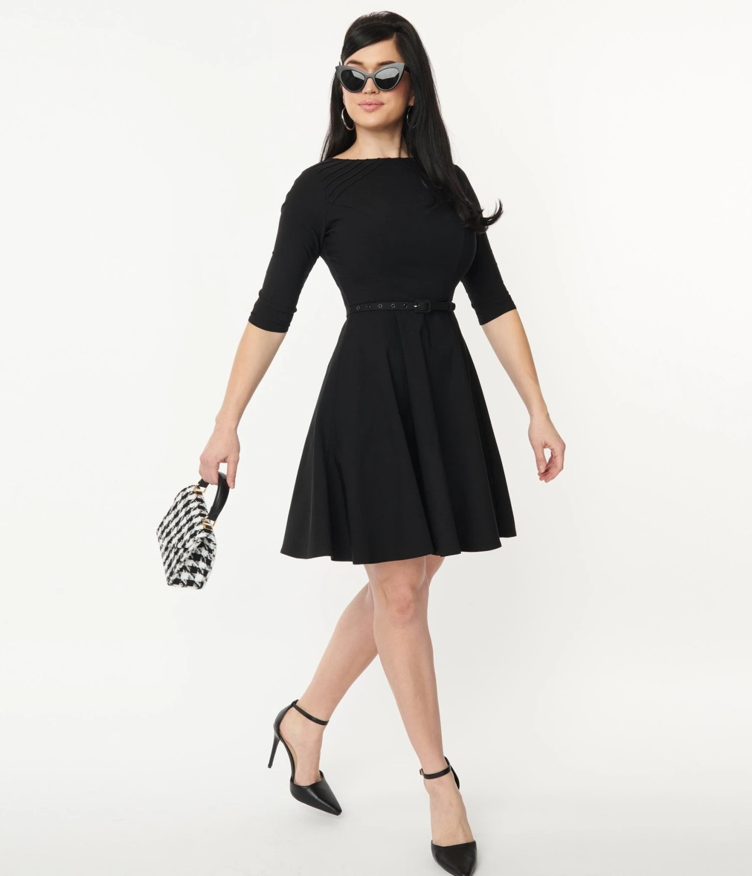 Unique Vintage Black Stephanie Fit & Flare Dress - Image 5