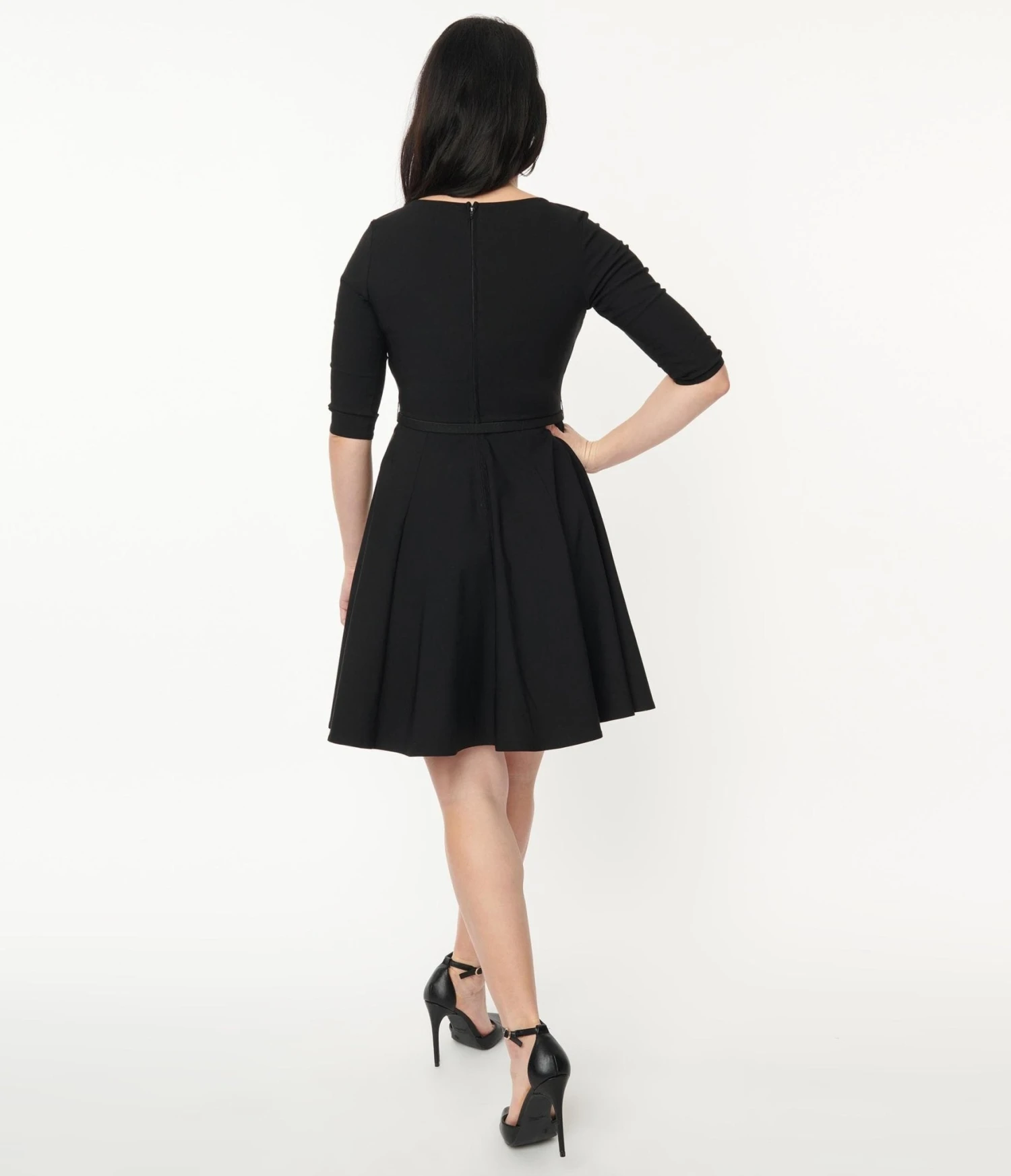 Unique Vintage Black Stephanie Fit & Flare Dress - Image 2