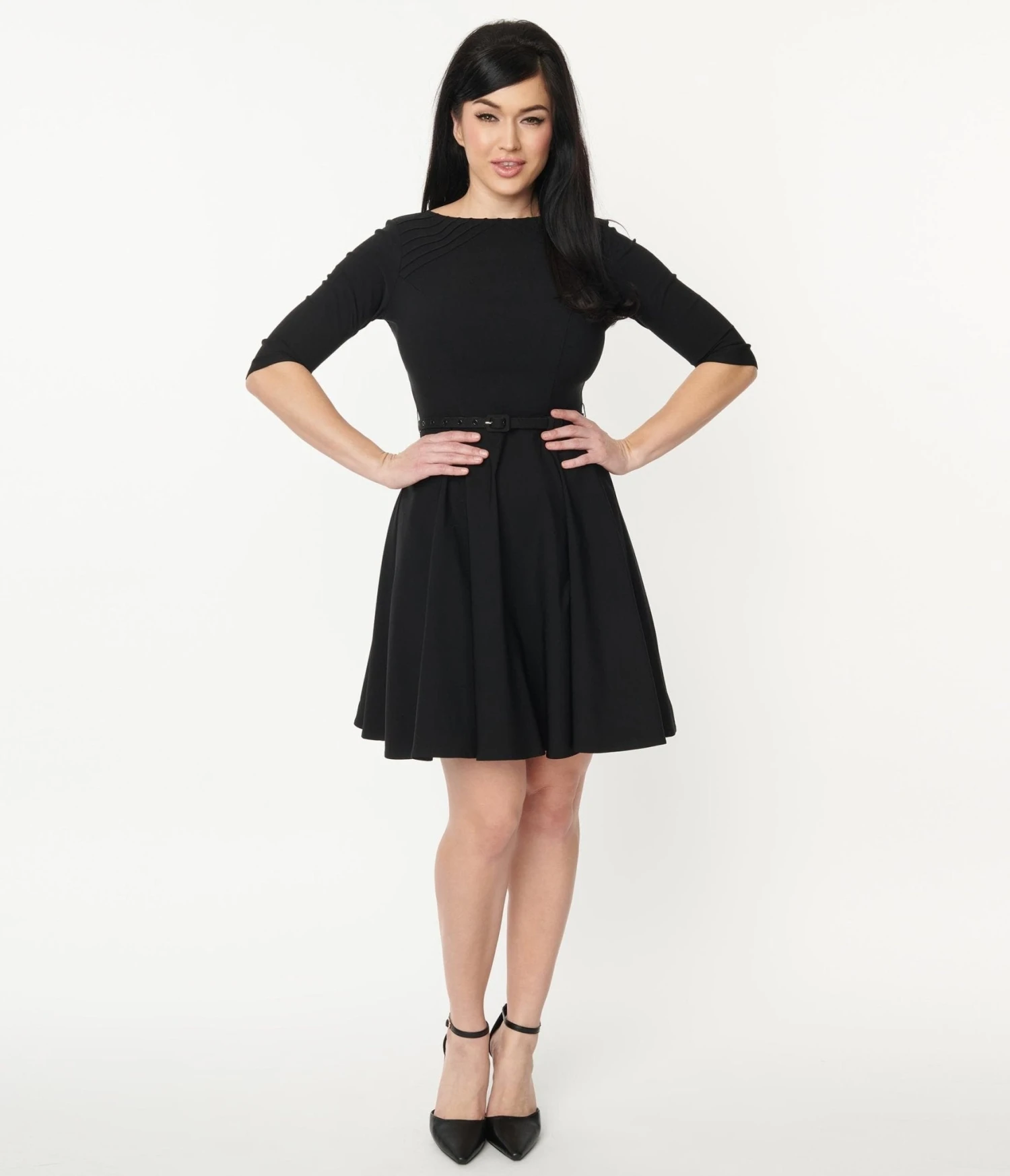 Unique Vintage Black Stephanie Fit & Flare Dress - Image 4