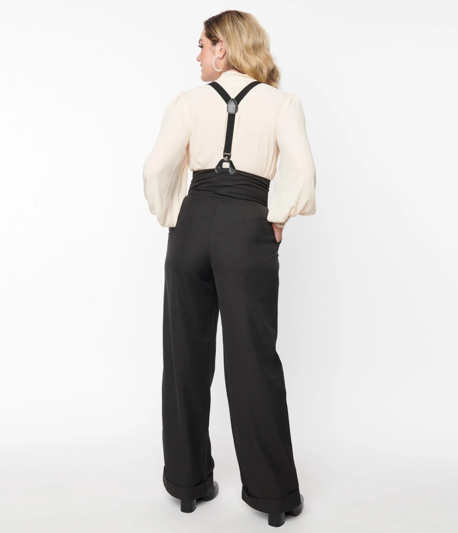 Unique Vintage Black Thelma Suspender Pants - Image 2