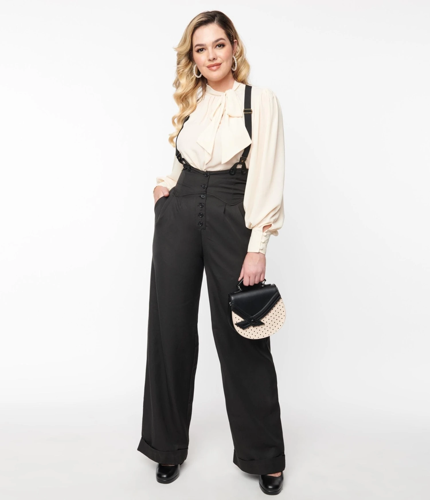Unique Vintage Black Thelma Suspender Pants - Image 5