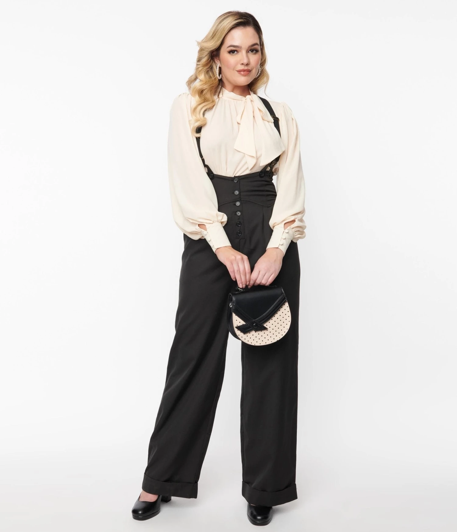 Unique Vintage Black Thelma Suspender Pants - Image 3