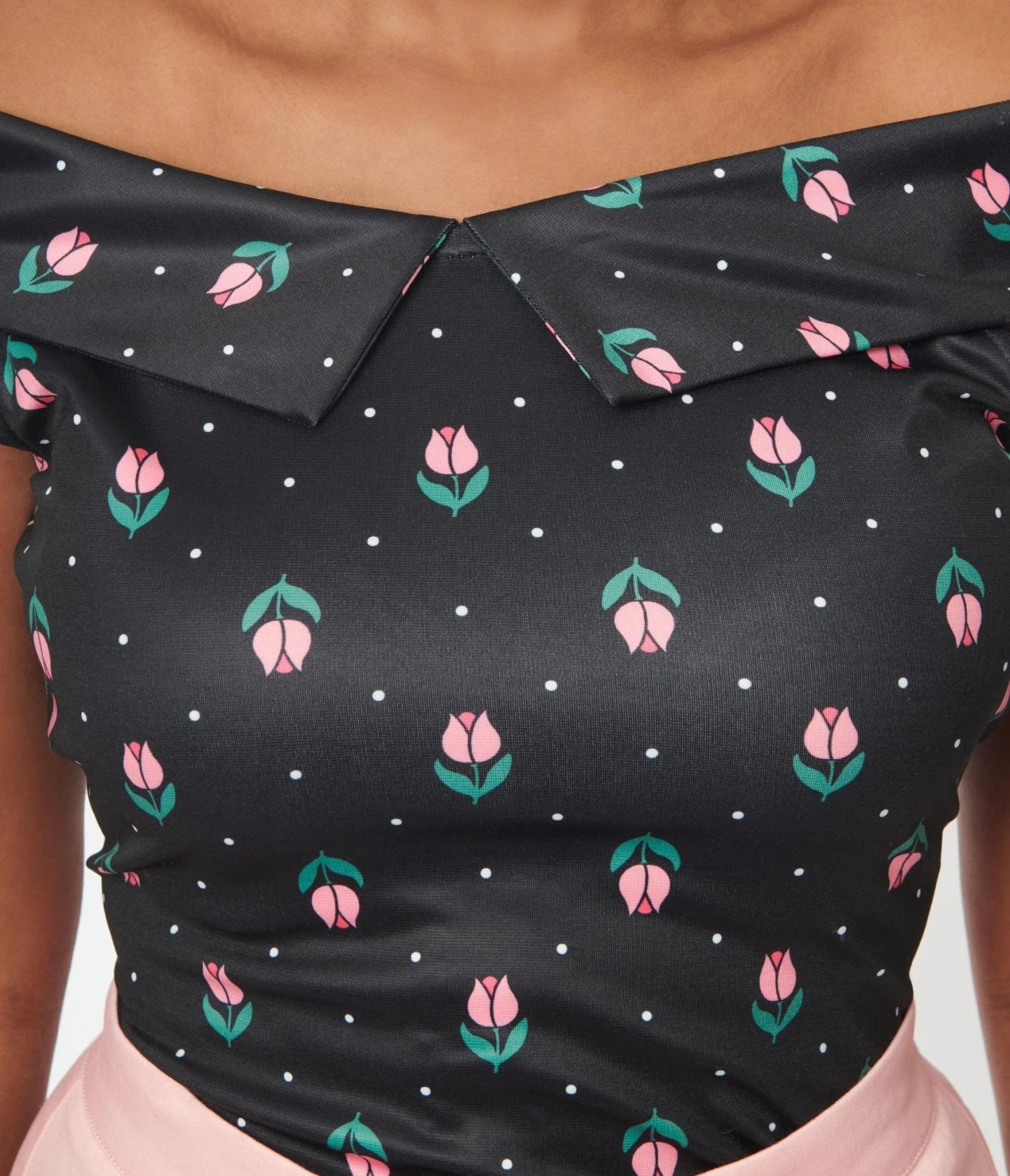 Unique Vintage Black Tulip Pin Dot Maraschino Top - Image 2