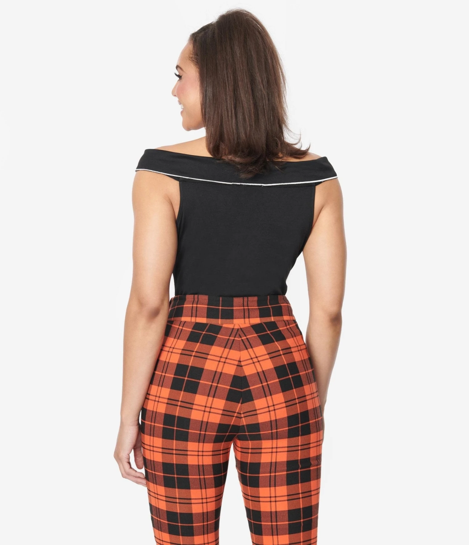 Unique Vintage Black & White Web Off The Shoulder Top - Image 3