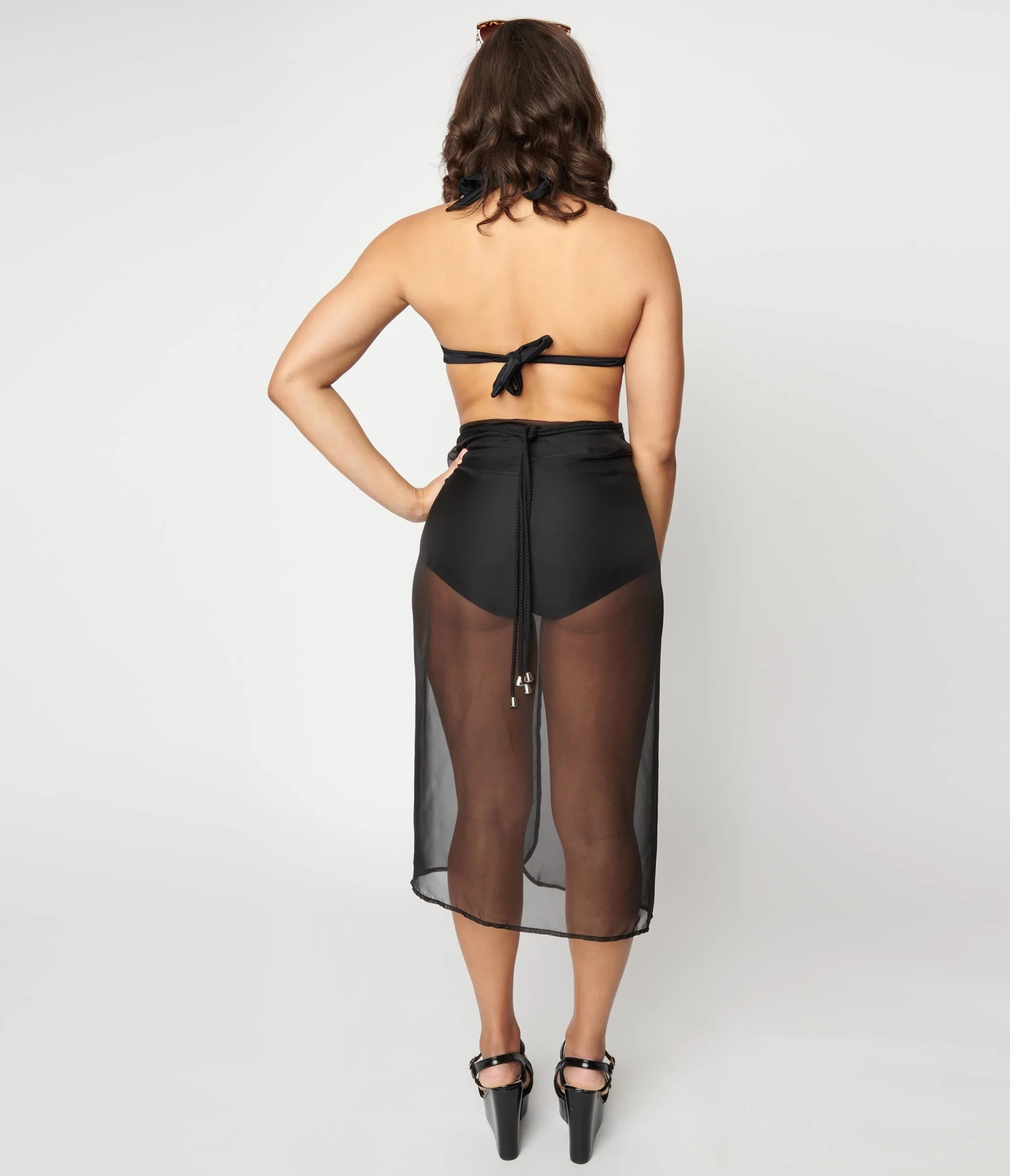 Unique Vintage Black Wrap Sarong Coverup - Image 2