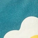 Unique Vintage Blue Denim & Egg Flower Print Fit & Flare Dress - Image 6