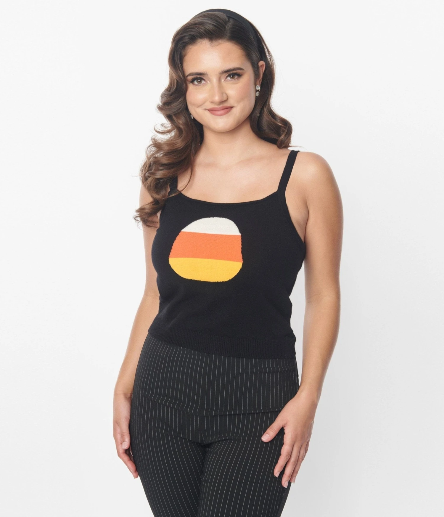 Unique Vintage Candy Corn Cardigan & Tank Top Set - Image 2