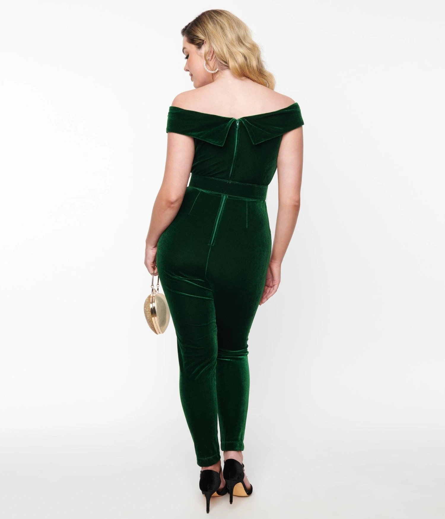 Unique Vintage Emerald Velvet Gillian Jumpsuit - Image 3
