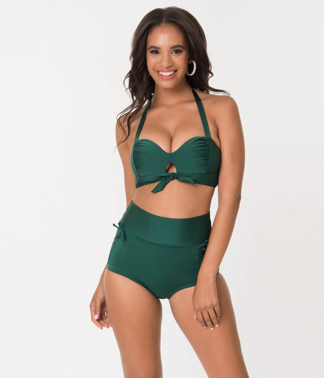 Unique Vintage Forest Green Gilda High Waist Swim Bottoms - Image 5