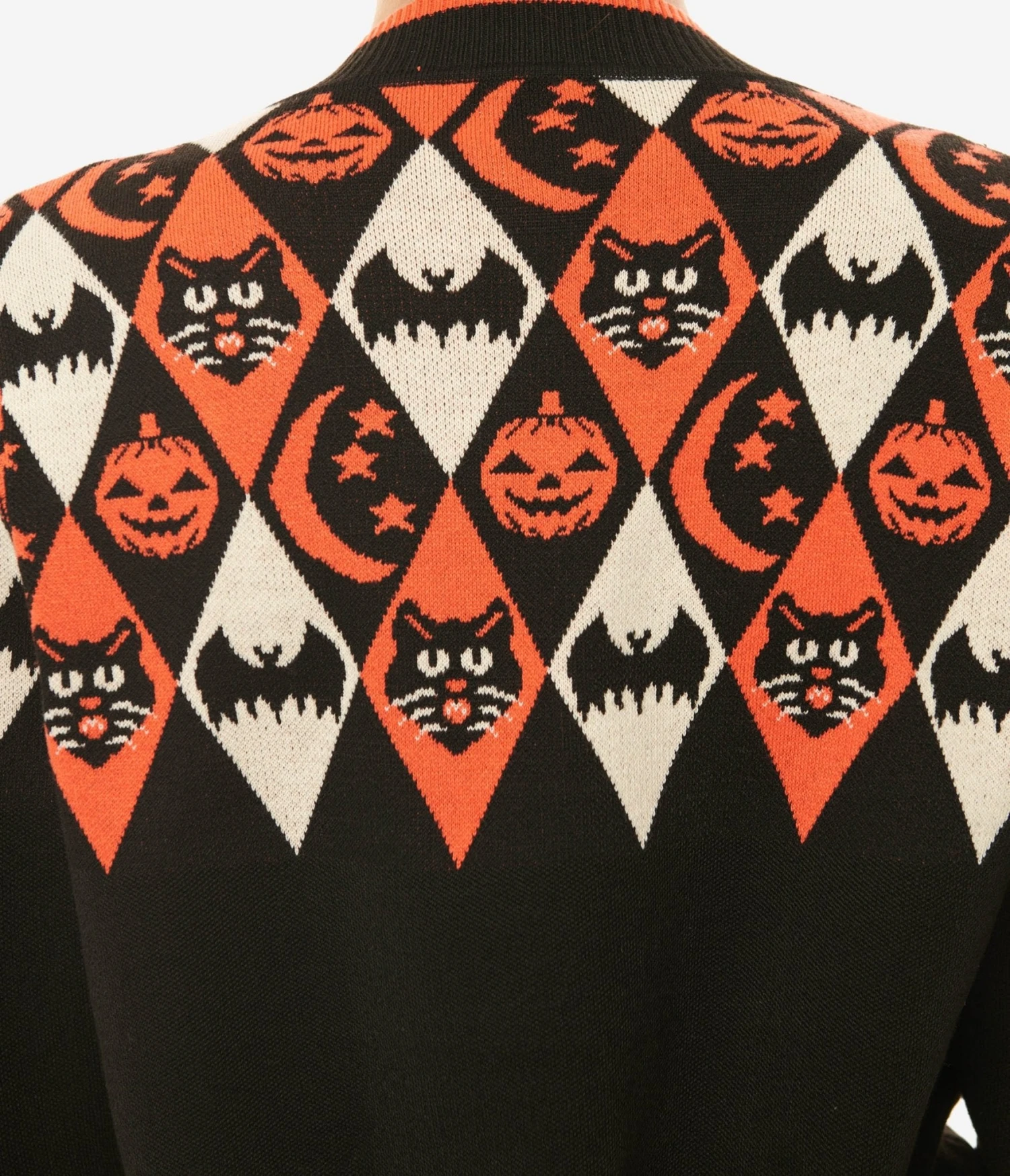 Unique Vintage Halloween Argyle Button Cardigan - Image 2