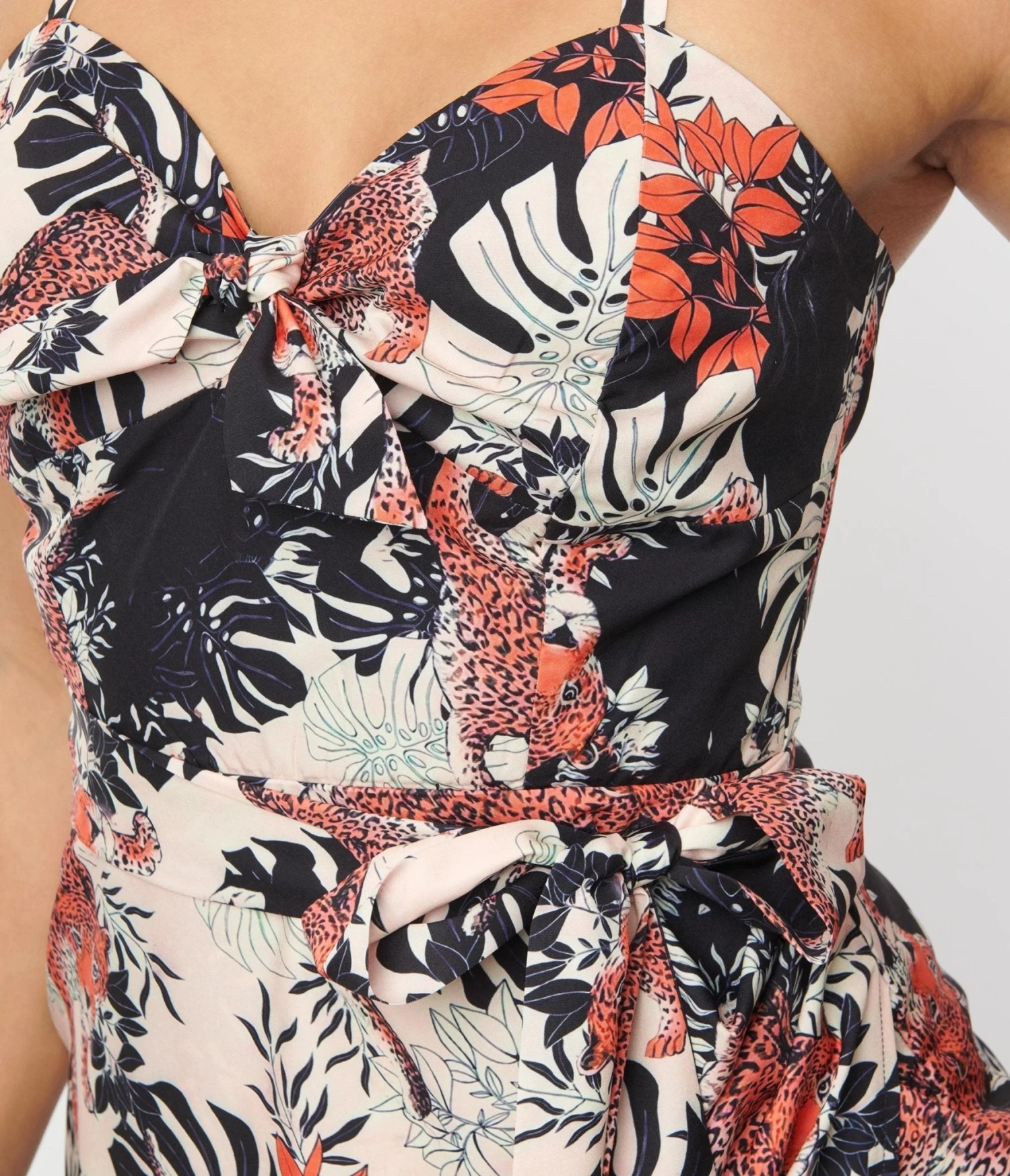 Unique Vintage Jungle Cat Print Leilani Sarong Dress - Image 2