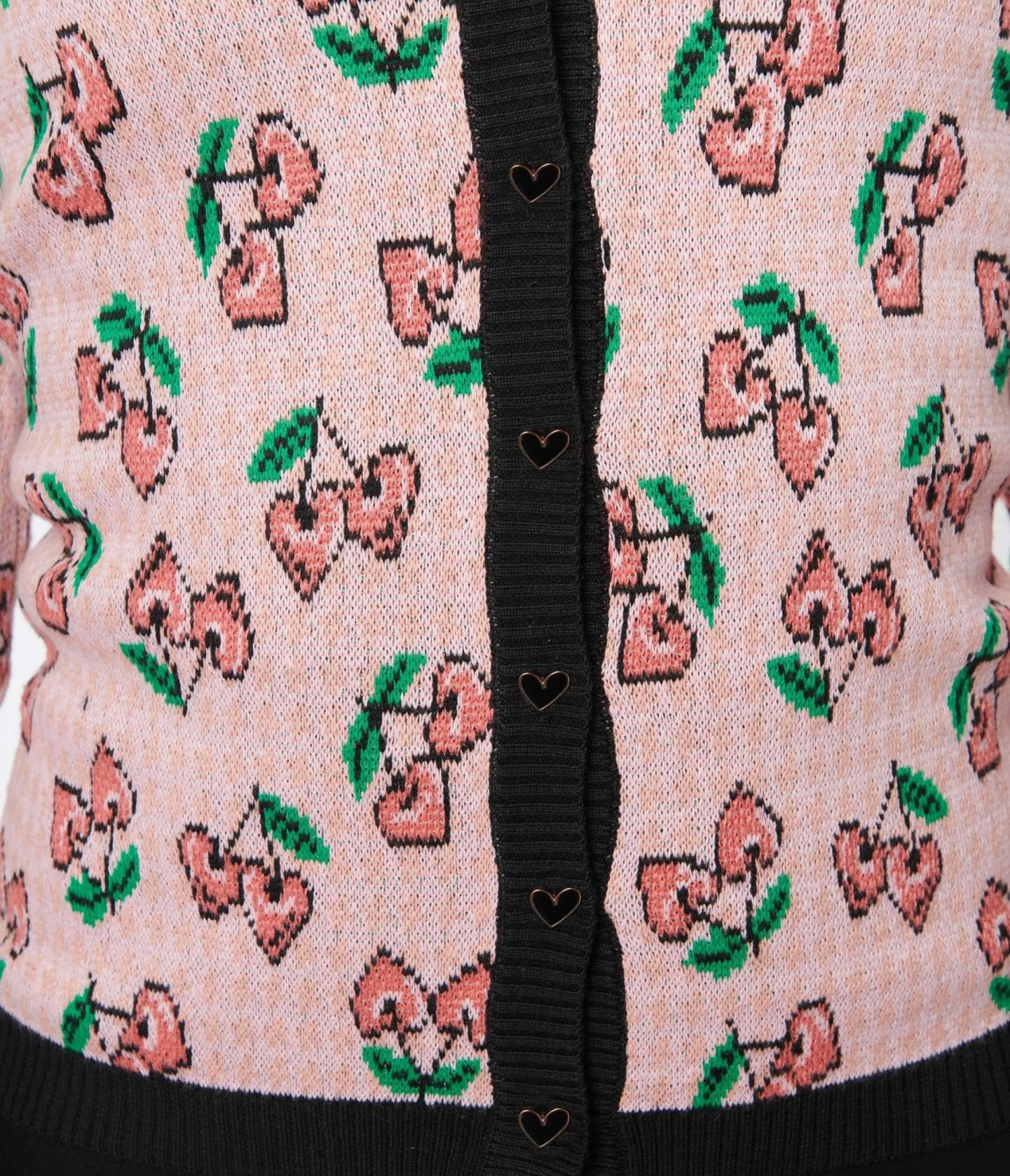 Unique Vintage Pink & Cherry Hearts Cardigan - Image 2
