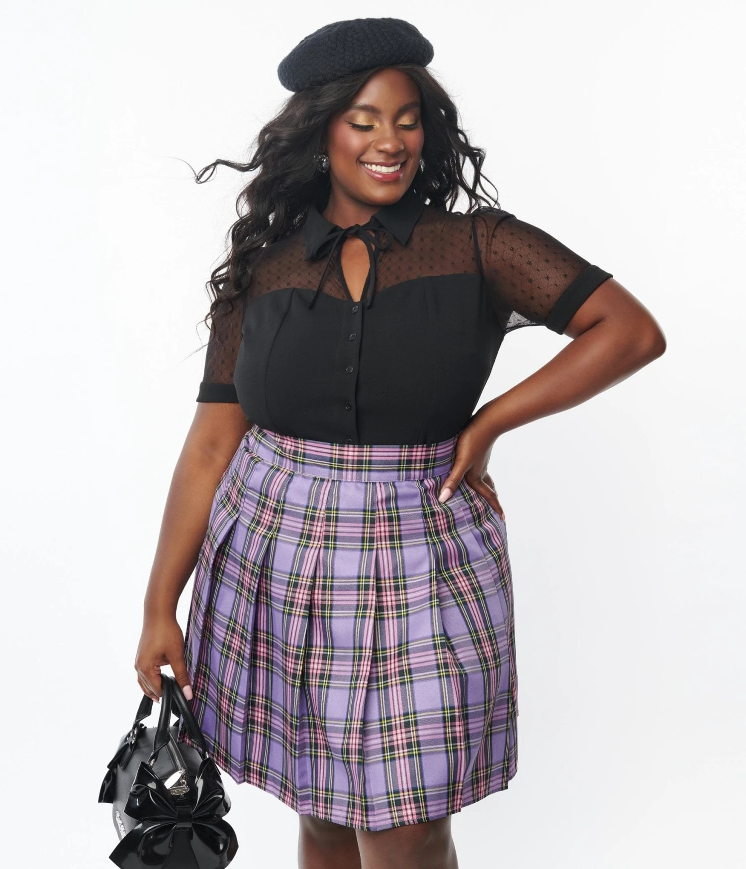 Unique Vintage Plus Size 1950s Black Addison Blouse