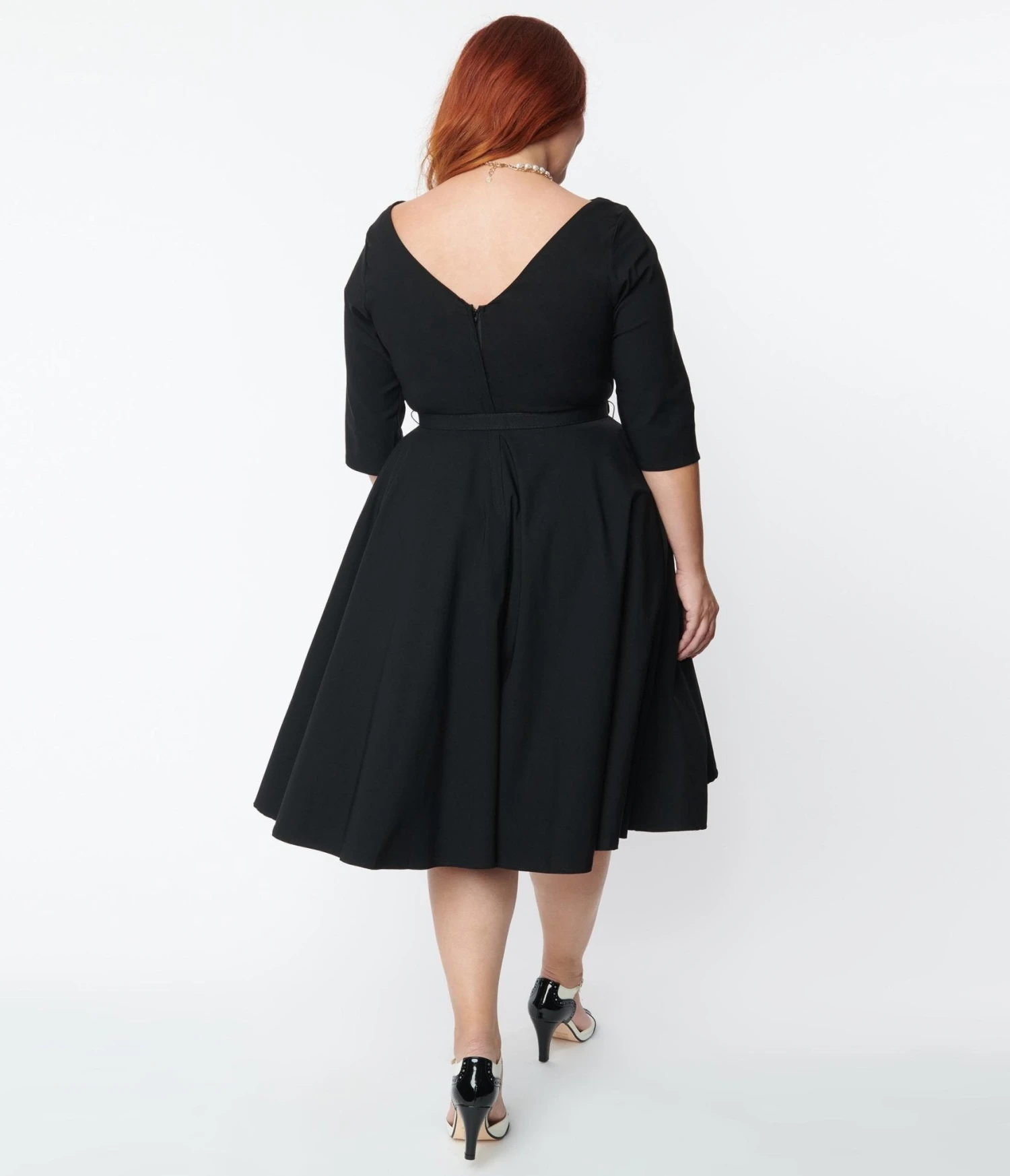 Unique Vintage Plus Size 1950s Black Devon Swing Dress - Image 2