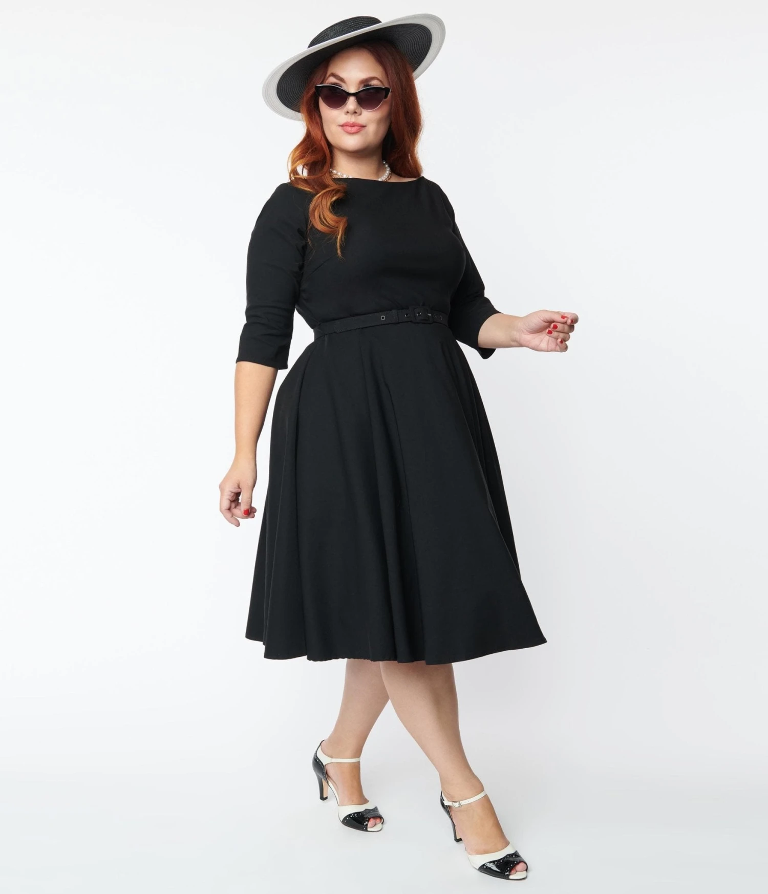 Unique Vintage Plus Size 1950s Black Devon Swing Dress - Image 5