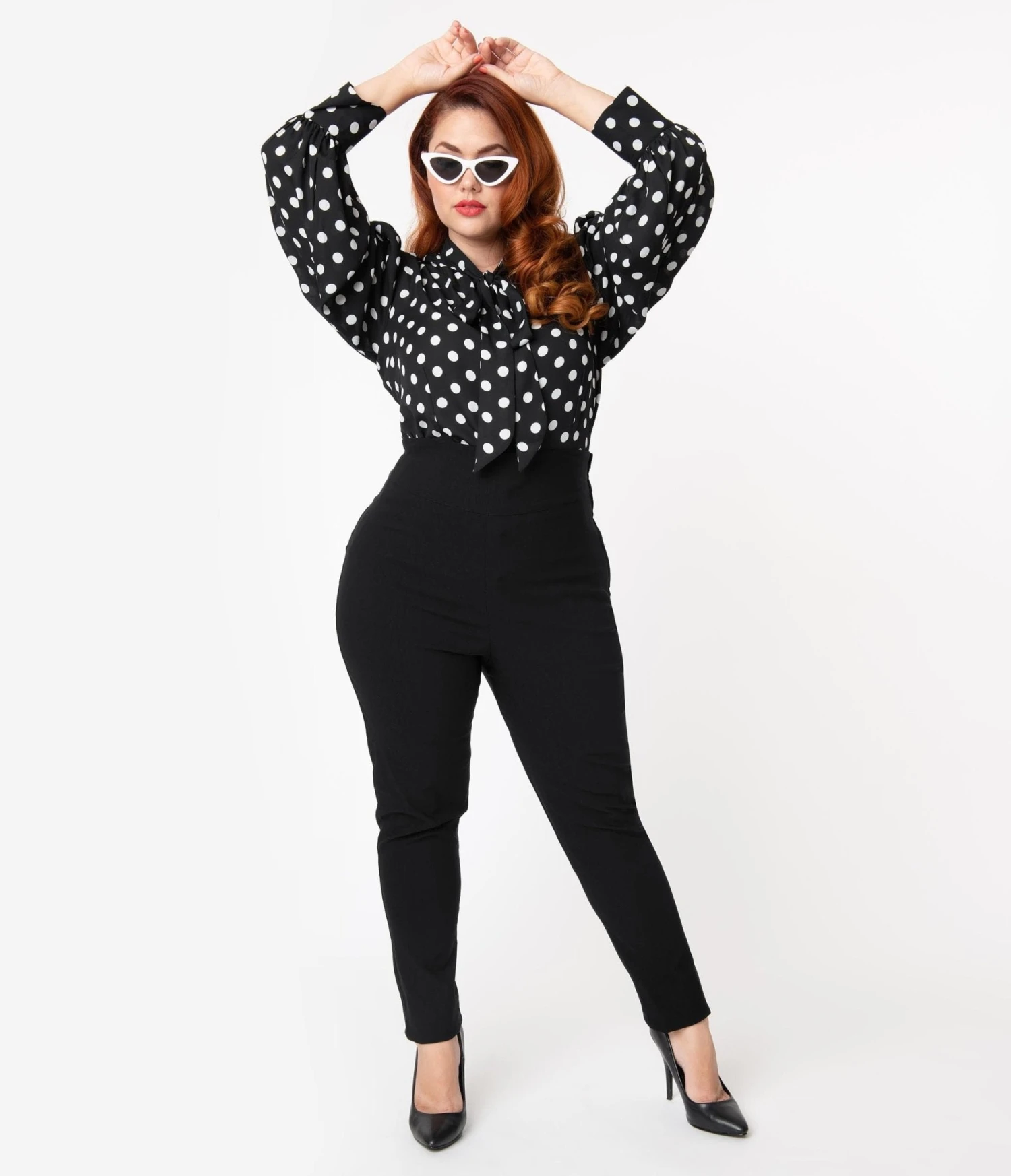 Unique Vintage Plus Size 1950s Black High Waist Rizzo Cigarette Pants - Image 4