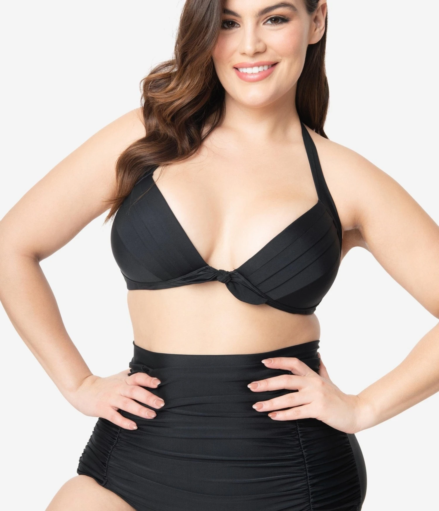 Unique Vintage Plus Size All Black Monroe Bikini Top - Image 4