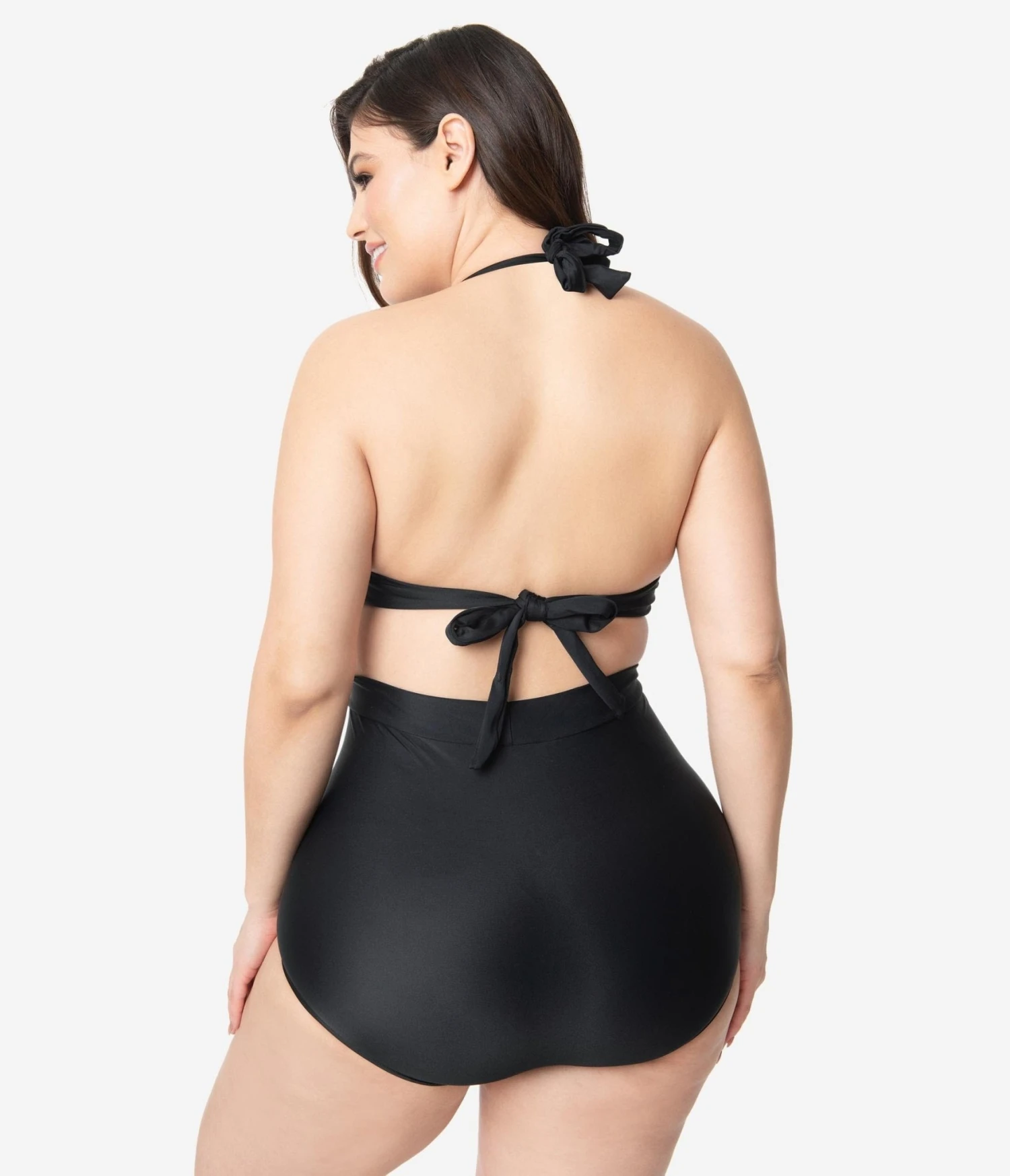 Unique Vintage Plus Size All Black Monroe Bikini Top - Image 2