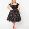 Unique Vintage Plus Size Black Cupid's Lover Swing Dress