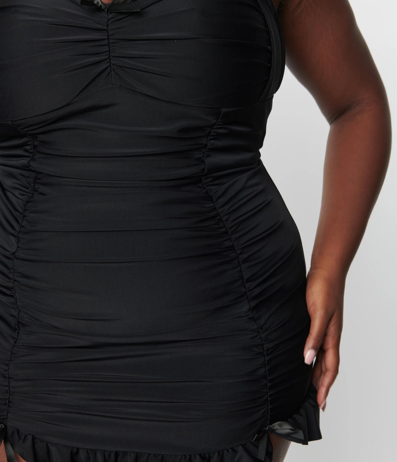 Unique Vintage Plus Size Black Halter Swim Dress - Image 3