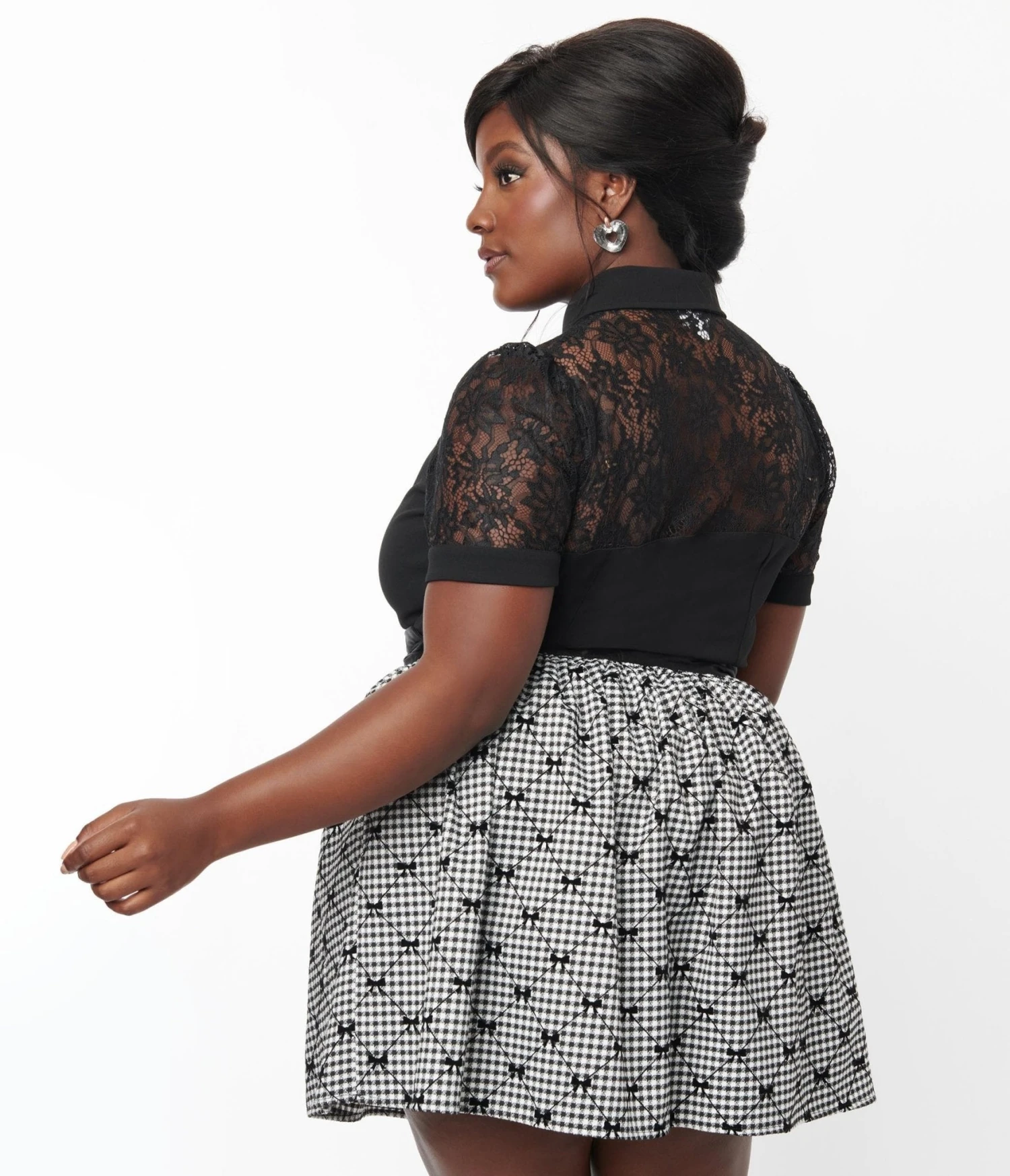 Unique Vintage Plus Size Black Lace Addison Blouse - Image 3