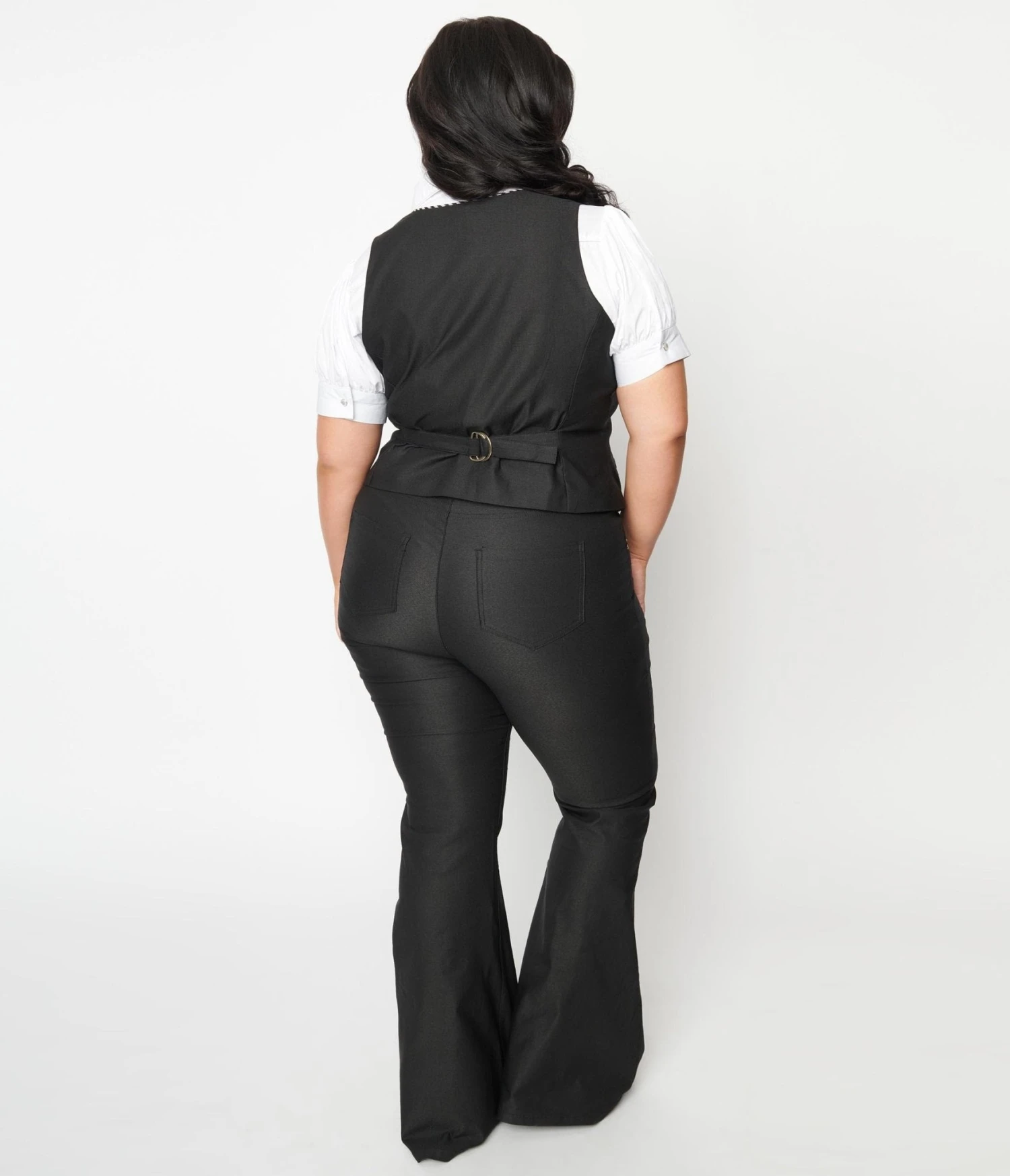 Unique Vintage Plus Size Black Stars & Music Notes Flare Jeans - Image 3