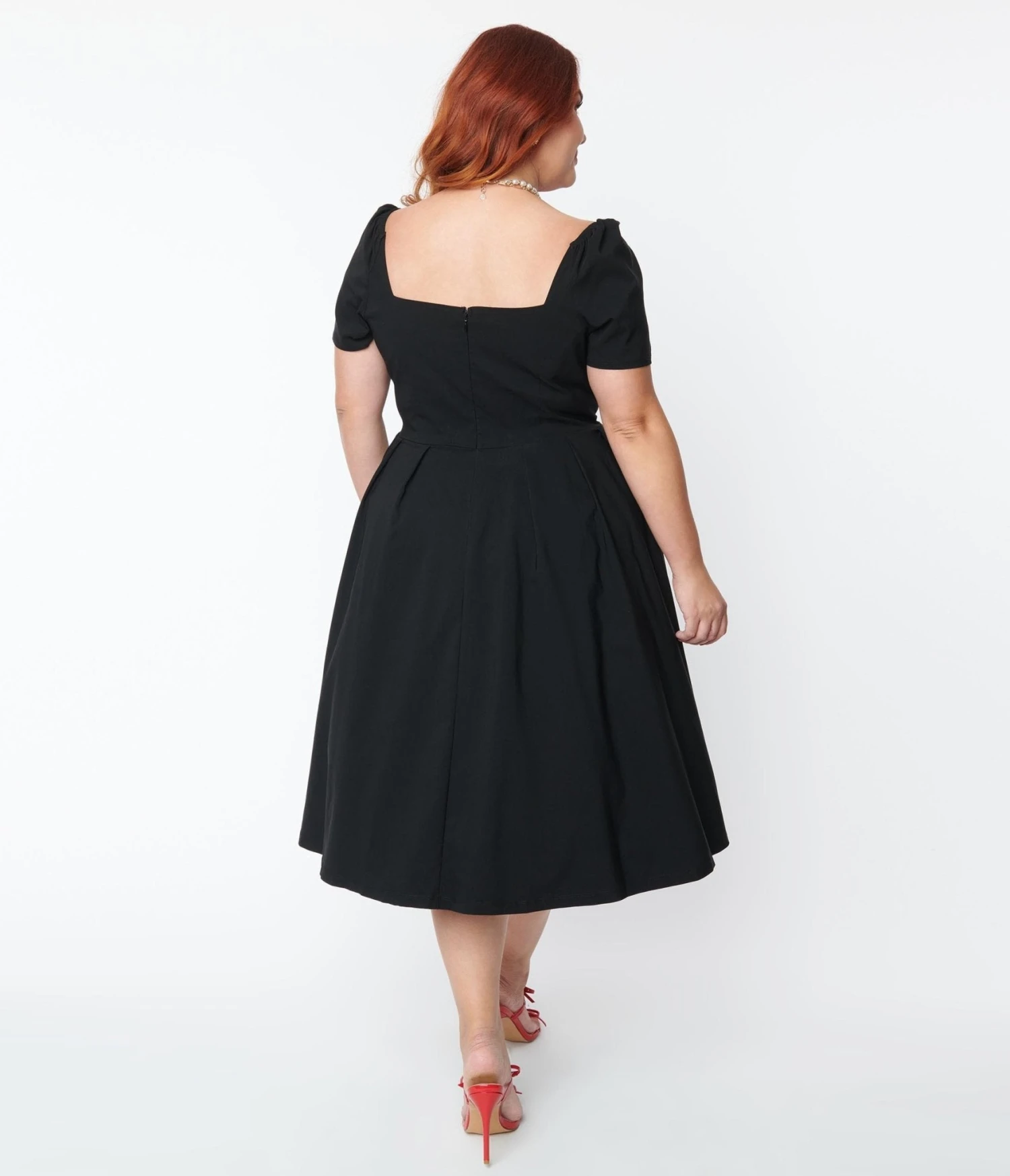Unique Vintage Plus Size Black Sweetheart Midge Swing Dress - Image 2