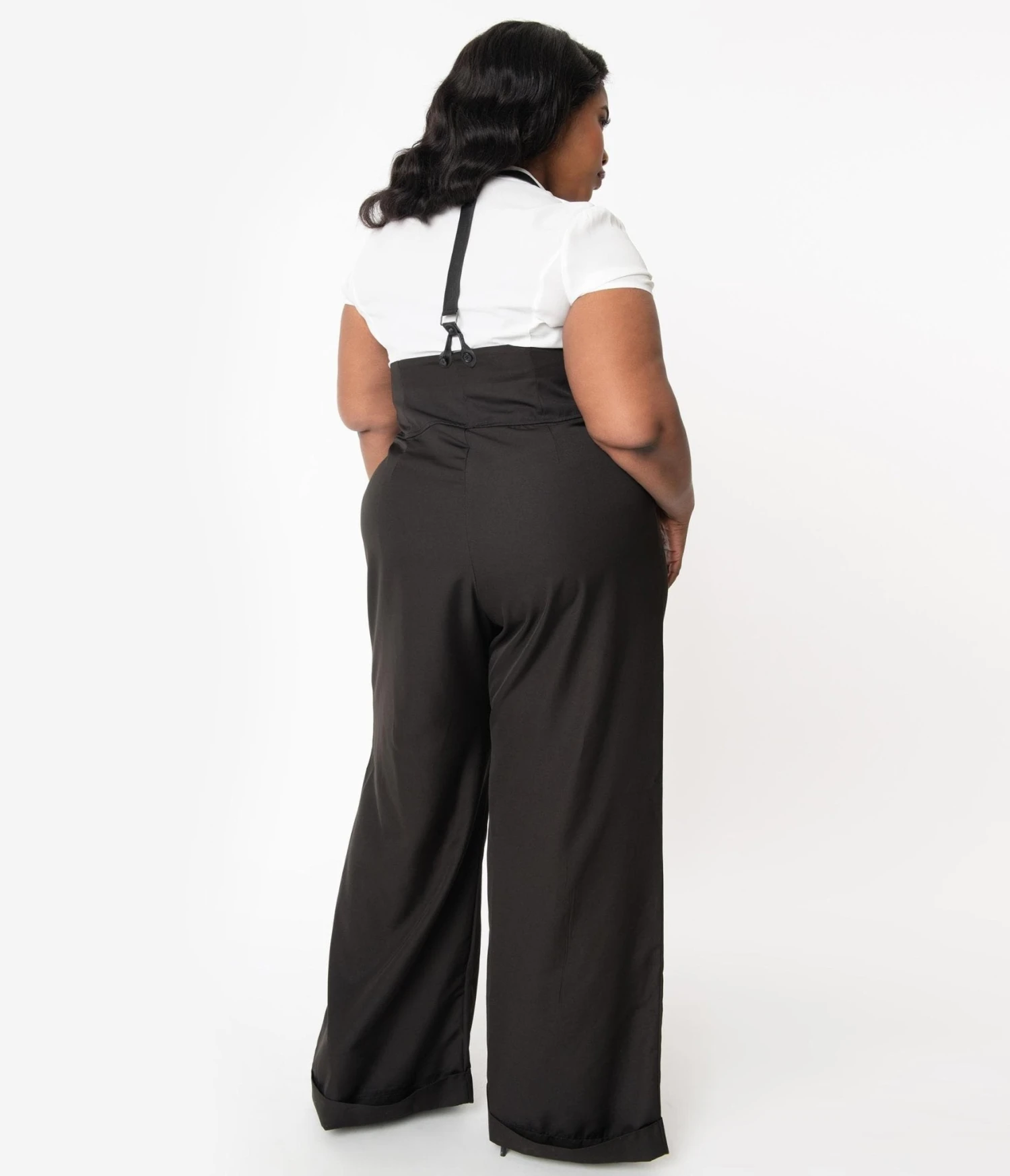 Unique Vintage Plus Size Black Thelma Suspender Pants - Image 2
