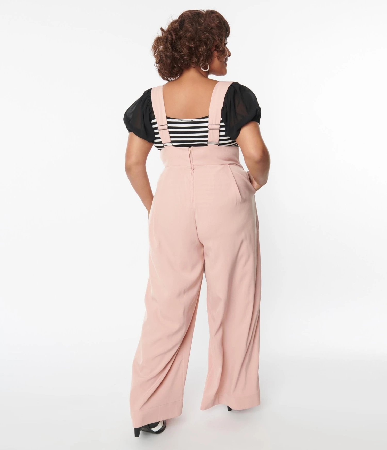 Unique Vintage Plus Size Blush Rochelle Suspender Pants - Image 2