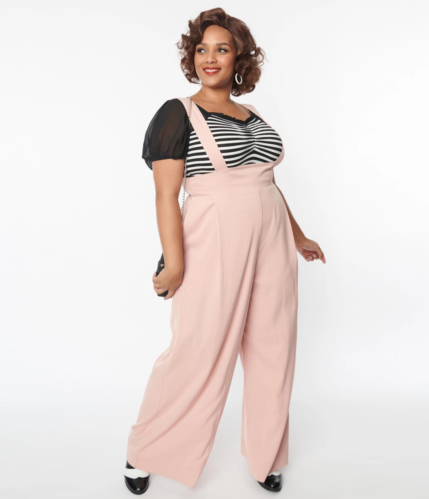 Unique Vintage Plus Size Blush Rochelle Suspender Pants - Image 3
