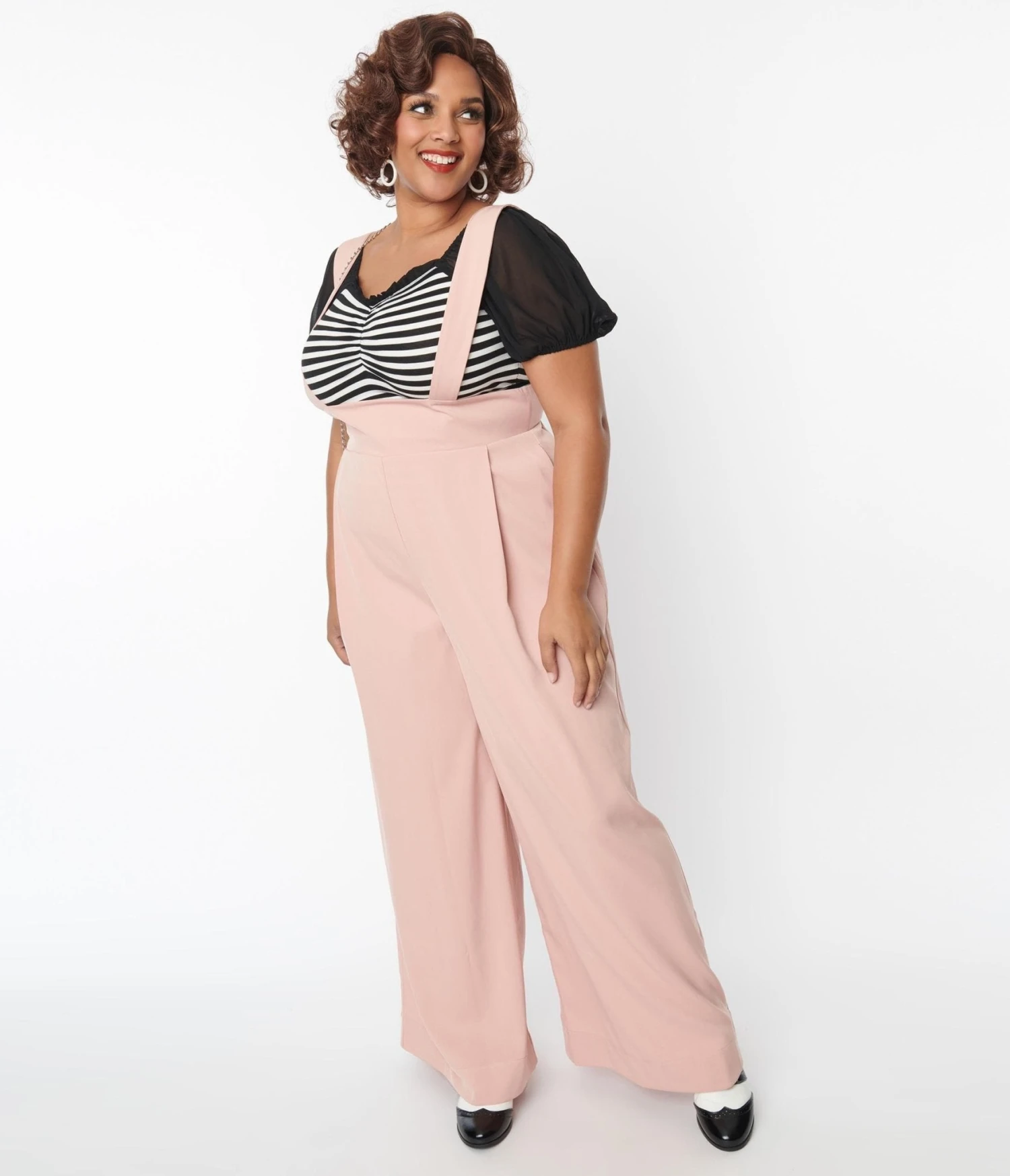 Unique Vintage Plus Size Blush Rochelle Suspender Pants - Image 5