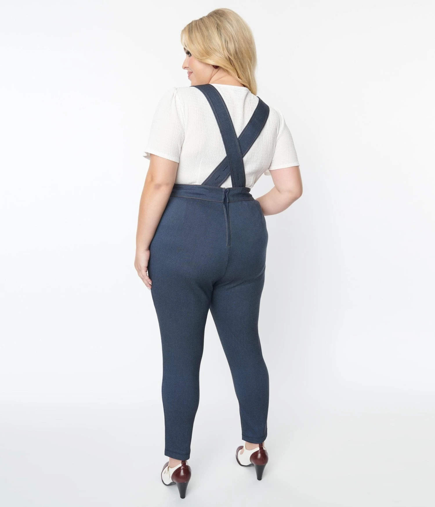 Unique Vintage Plus Size Dark Denim Overalls - Image 2