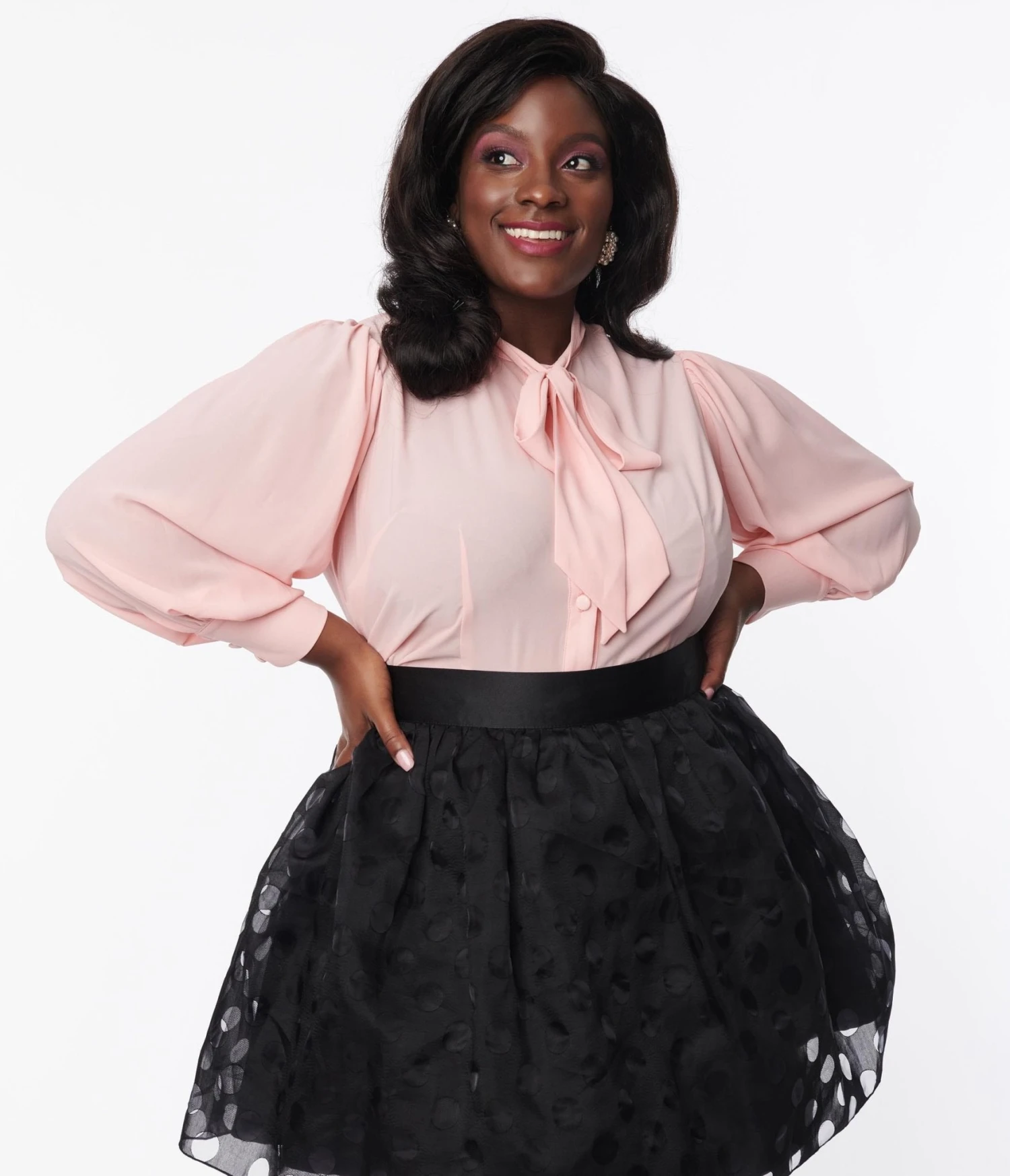 Unique Vintage Plus Size Light Pink Gwen Blouse - Image 3