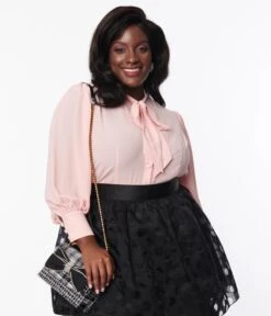 Unique Vintage Plus Size Light Pink Gwen Blouse