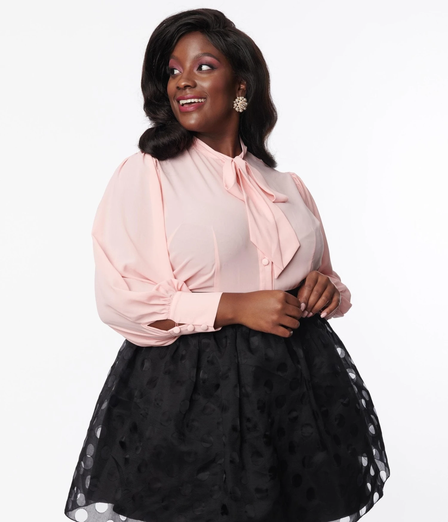 Unique Vintage Plus Size Light Pink Gwen Blouse - Image 4