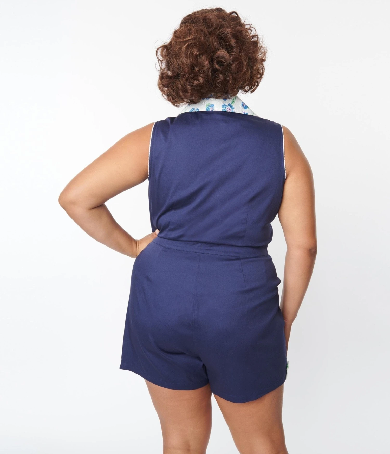 Unique Vintage Plus Size Navy Blue Shelby Romper - Image 3
